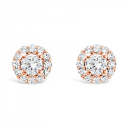 Diamond Cluster Earrings With A Centre Round Brilliant Cut Diamond Set in 18ct Rose Gold. Tdw 0.33ct. Tdw 0.33ct